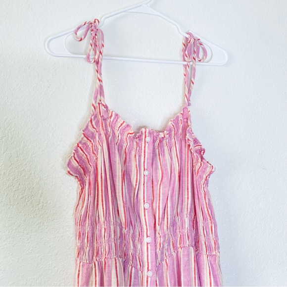 Universal Thread NEW Linen Blend Striped Button Front Tie Straps Sundress XXL - Picture 3 of 8